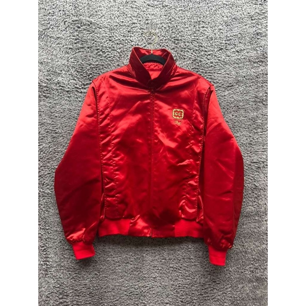 Vintage Gold Coast Casino Embroidered Satin Full-Zip Bomber Jacket Red‎ Size XL
